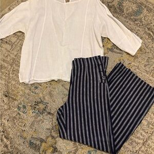 Striped Black and White Women's Pants